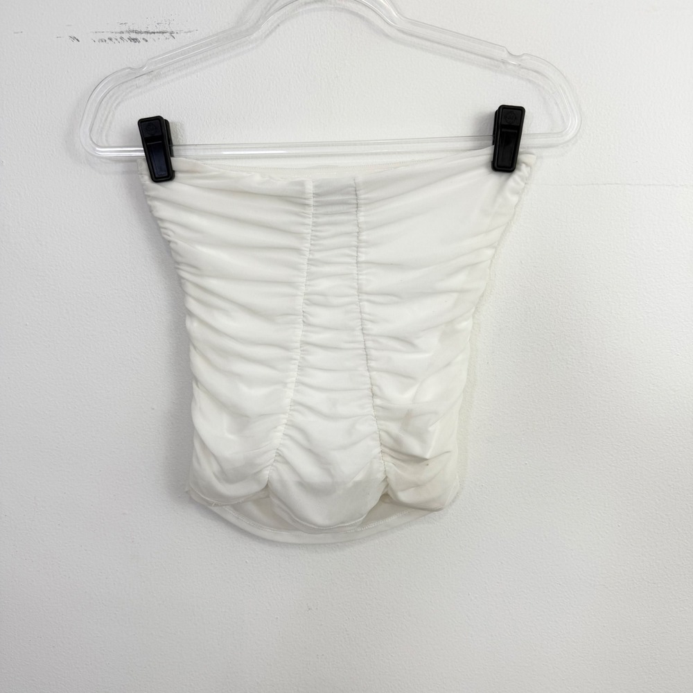 MAJORELLE White Ruched Strapless Tube Top Size S Stretch Corset Going Out